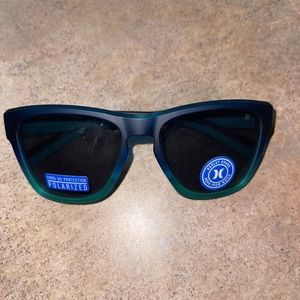 Men's Hurley Swell 54mm Square Polarized Sunglasses Matte blue grad